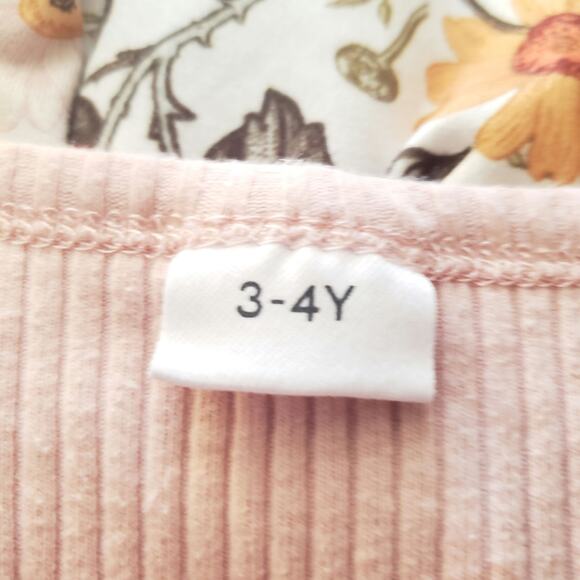 Girls Toddler 3/4 Floral Print Ruffle Bow Trim Dress - Picture 4 of 5